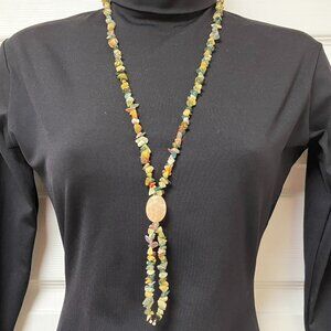Gemstone Beaded Necklace 3 Piece SET AGATE Gemstones Handmade Jewelry